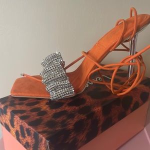 Orange Diamanté Ruffled sandals